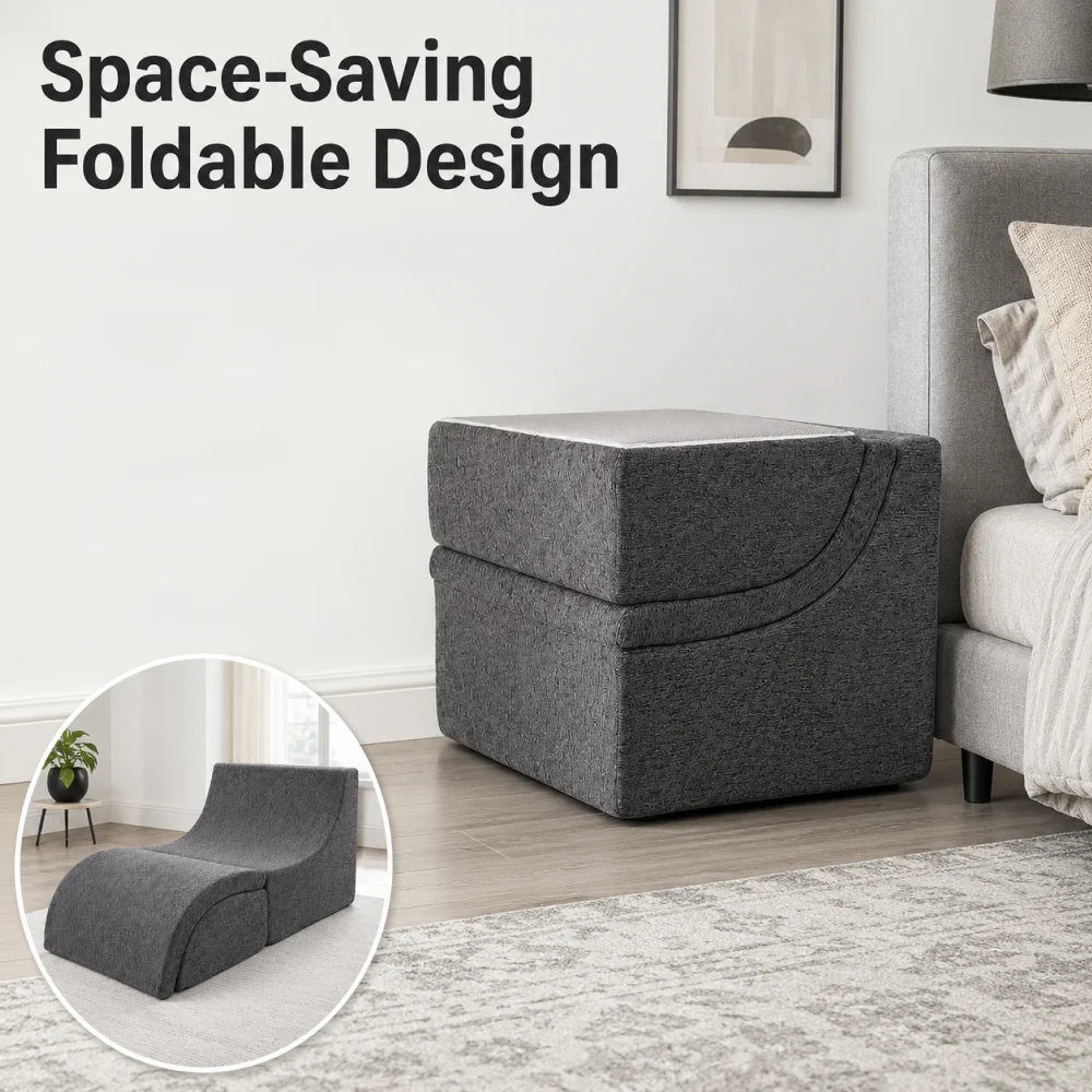 Multi Mode Foldable Ergonomic Recliner Chaise Lounge Sofa, Dense Foam Support Convertible Ottoman Footrest for Indoor Relaxation
