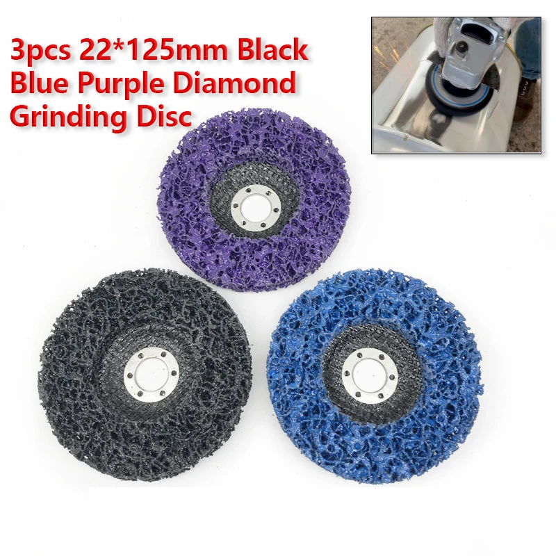 3pcs 22x125mm Black Blue Purple Diamond Grinding Disc Combination Grinding Black Wheel Purple Polishing Wheel Black Diamond Disc