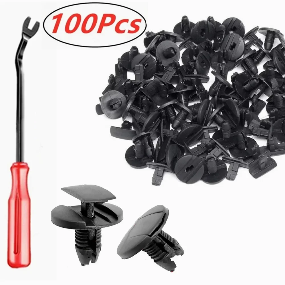 100Pcs Car Fastener Clip Push Retainer Clip Repair for Peugeot Citroen Bumper Rivet Fender Fixed Clamp Black Retainer Trim Panel