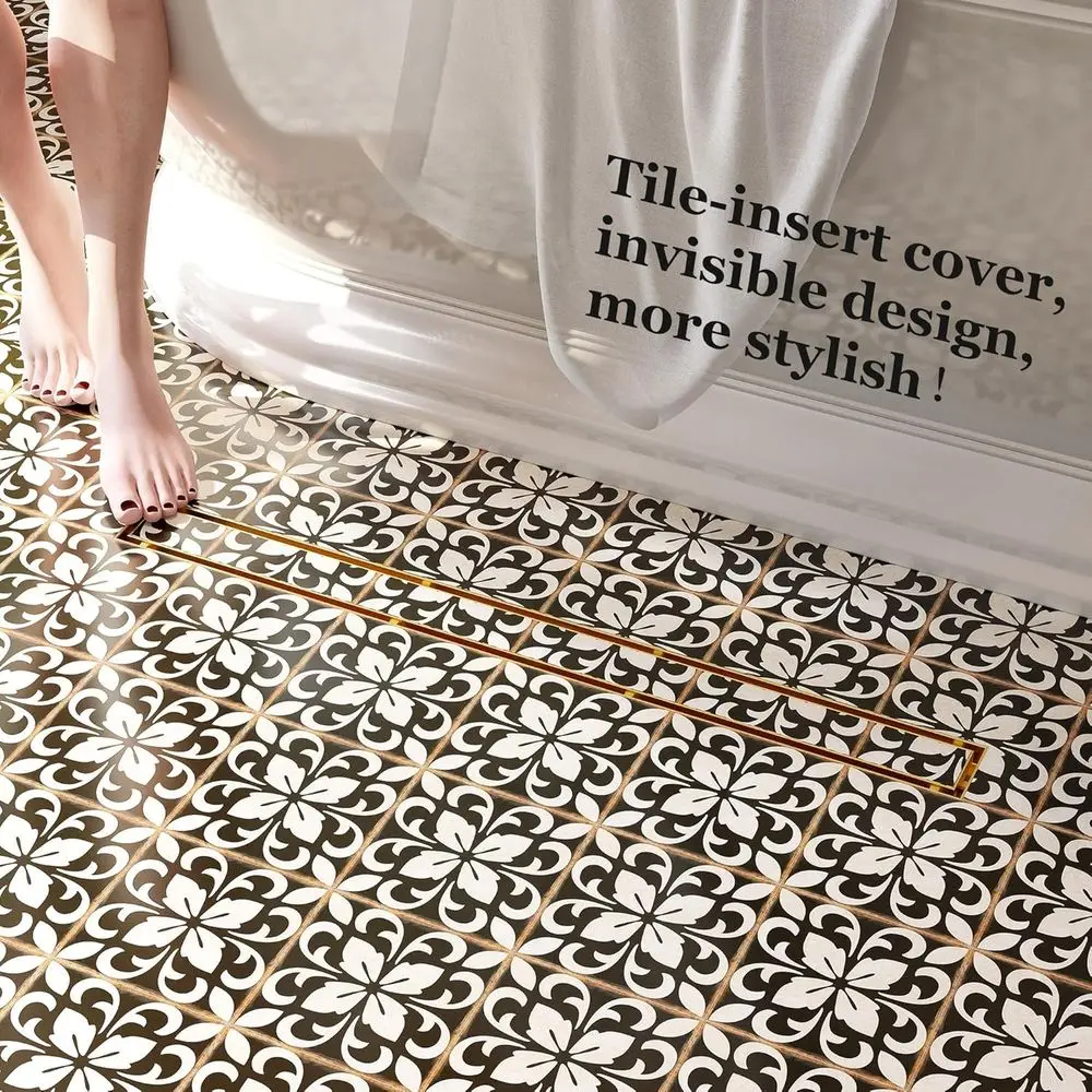 Ralo Linear de Chuveiro de 30 Polegadas com Inserção para Azulejo, Aço Inoxidável 304, Pés Niveladores, Coletor de Cabelos, Certificado CUPC