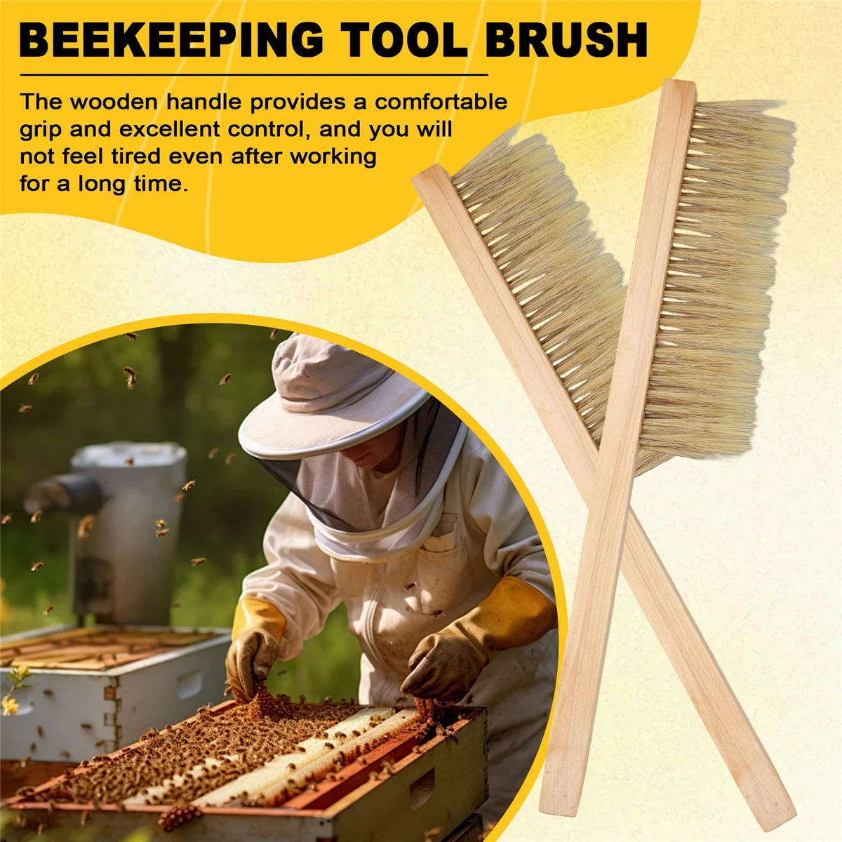 T88C أدوات تربية النحل فرشاة النحل مقبض خشبي فرشاة أدوات تربية النحل معدات تربية النحل فرشاة خلية النحل