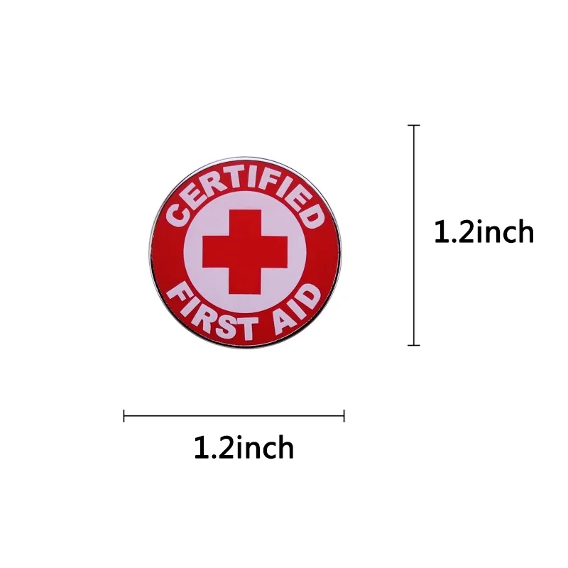 Red Cross Certified First Aid enamel pin Health Safety Medical Nursing Doctors Hospital Badge