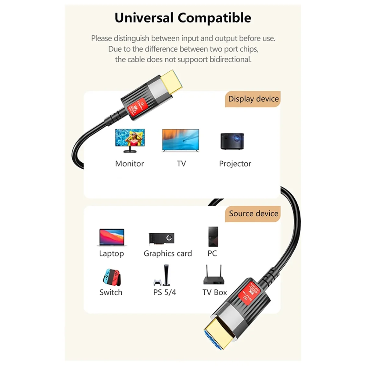 8K HDMI-Compitable 2.1 Fiber Optic Cable 8K 60Hz 4K 120Hz Ultra High Speed 48Gbps HDR EARC HDCP Optical Fiber Cables 2M