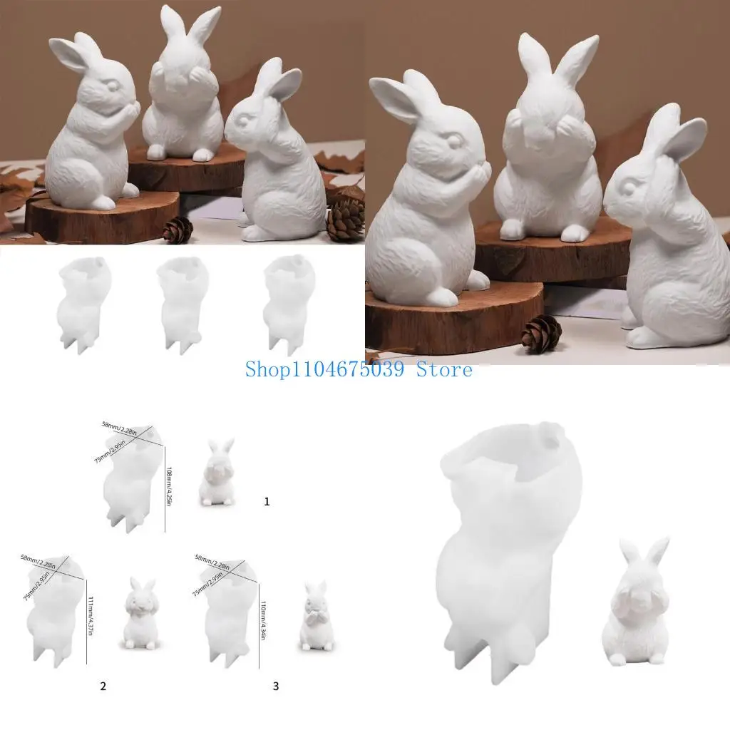 

5asd Flexible Silicone Rabbit Mould for Crafting Decorative House Holders