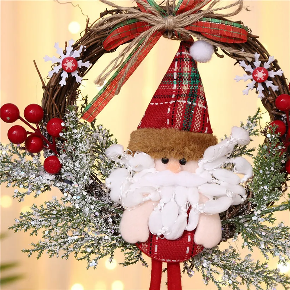 Couronne de Noël artificielle pour porte d'entrée, mur, fenêtre, ferme, décoration de la maison, petit
