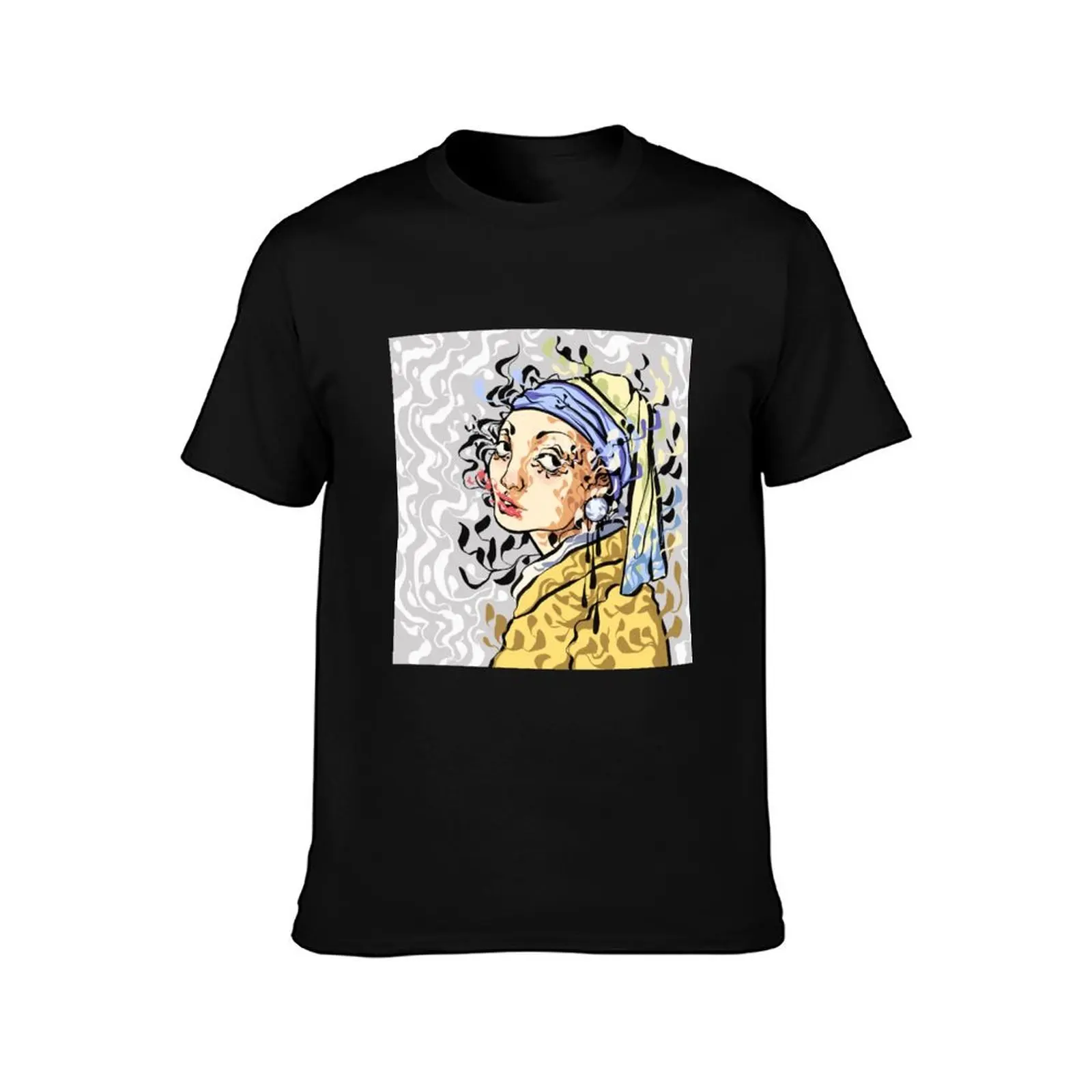 Girl With a Pearl Earring T-Shirt tees summer 2025 korean fashion black t shirts for men