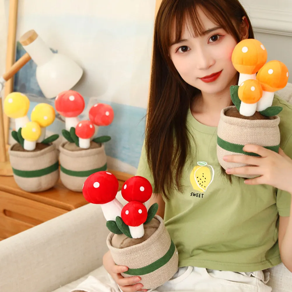

Miniature Potted Mushroom Ornament Premium Artificial Decorative Plant for Mini House Desktop Tabletop Realistic Home Decoration