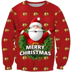 Funny 3D Print Santa Claus Reindeer Sweater Men Women Ugly Christmas Sweaters Jumpers Tops Holiday Party Pullover Sweatshirt Top