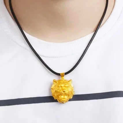 

24K Gold Men's Tiger Head Pendant | AU999 Pure Gold, 3D embossed tiger, diamond - set mane, obsidian eyes, bold & powerful