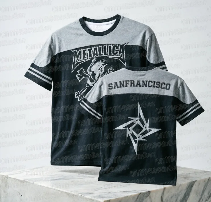 2026 Metallica Retro American Jersey 3D T-Shirt Rockband Unisex Kurzarm Lose Passform Oberteil T-Shirts Familien-Partnerlook – Detail 4