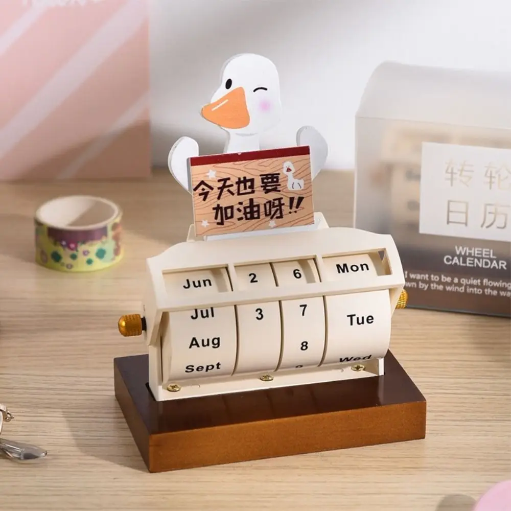 Miniature Art Ornament Perpetual Date Calendar Schedule Reminder Agenda Planner Rotating Desk Calendar Wooden Desktop Ornaments