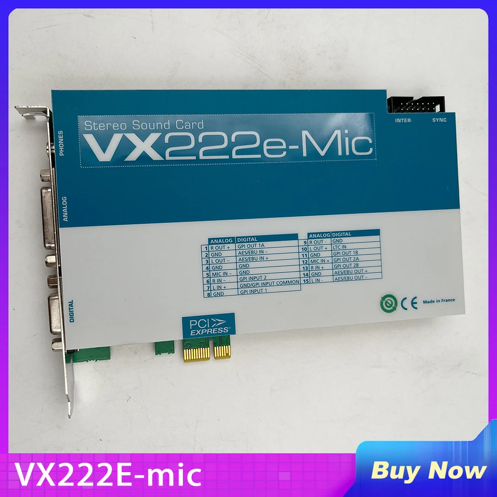 Digigram 방송용 VX222E-mic 전문 사운드 카드 인터페이스, 외장 오디오 인터페이스, 스테레오 PCI-E VX222E