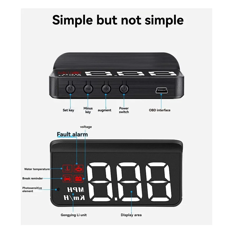 مراقبة المركبات المعززة AAAEL مع M3 Obd2 HUD: عداد السرعة وعرض درجة الحرارة والجهد مع KMH/MPH وأجهزة الإنذار المدمجة