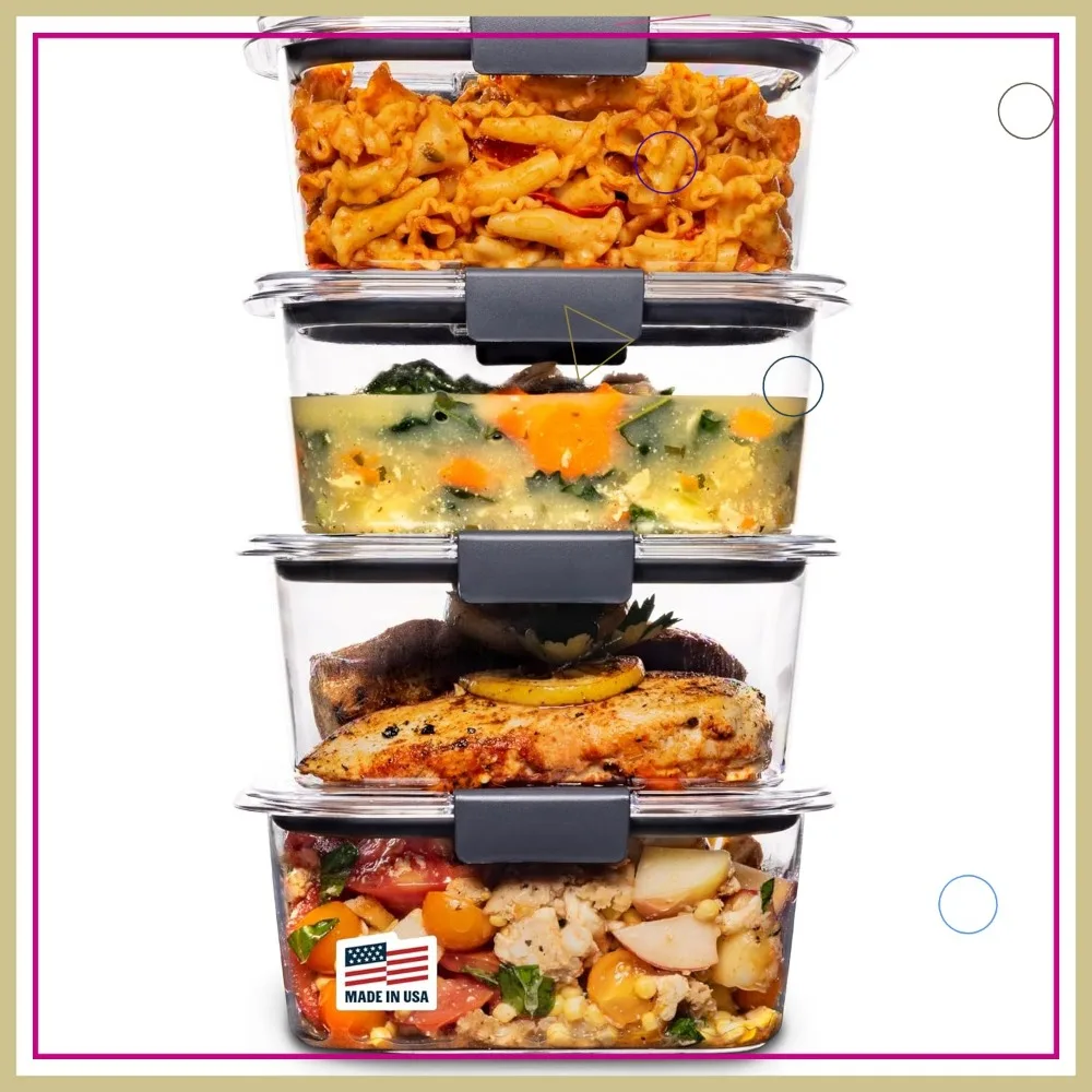 

BPA-Free Airtight Food Storage Containers with Lids, Set of 4 (4.7 Cup) for Lunch and Meal Prep