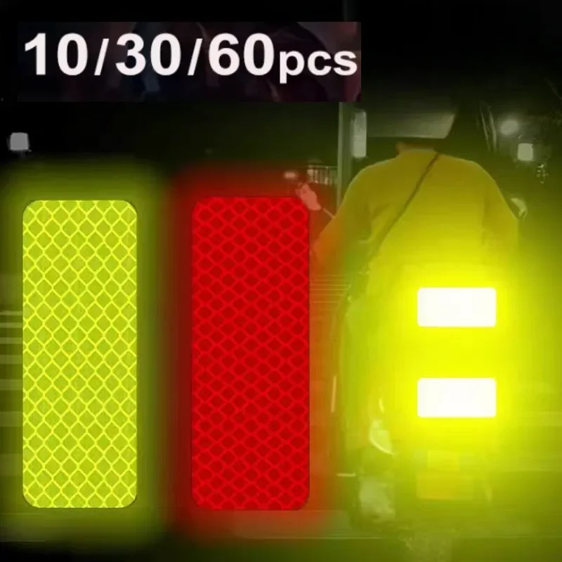 

10/30/60 шт. 30x80 мм велосипедные светоотражающие наклейки для велосипеда, автомобиля, мотоцикла, предупреждающая полоса, ночная видимость, обод, рама, отражатель