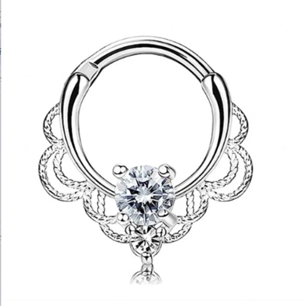 EVISPOL 8 Stück 16G 316L Edelstahl Septum-Nasenringe, hypoallergener CZ Knorpel Tragus Daith Hoop Ohrring Piercing-Schmuck – Detail 4