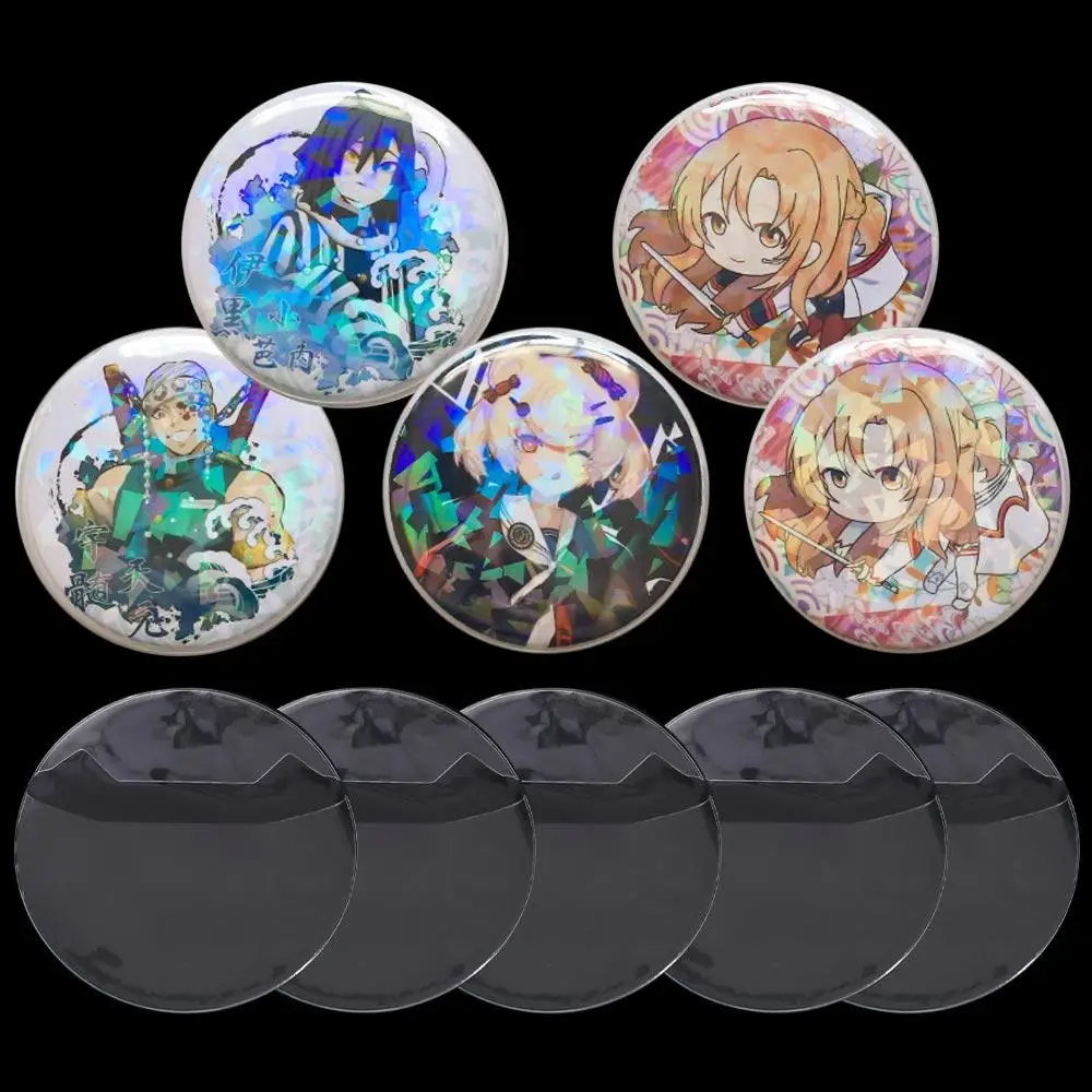 

5Pcs Badge Protector Ita Bag Pin Case Transparent Protective Badge Display Sleeve Round Anime Badge Protective Sleeve