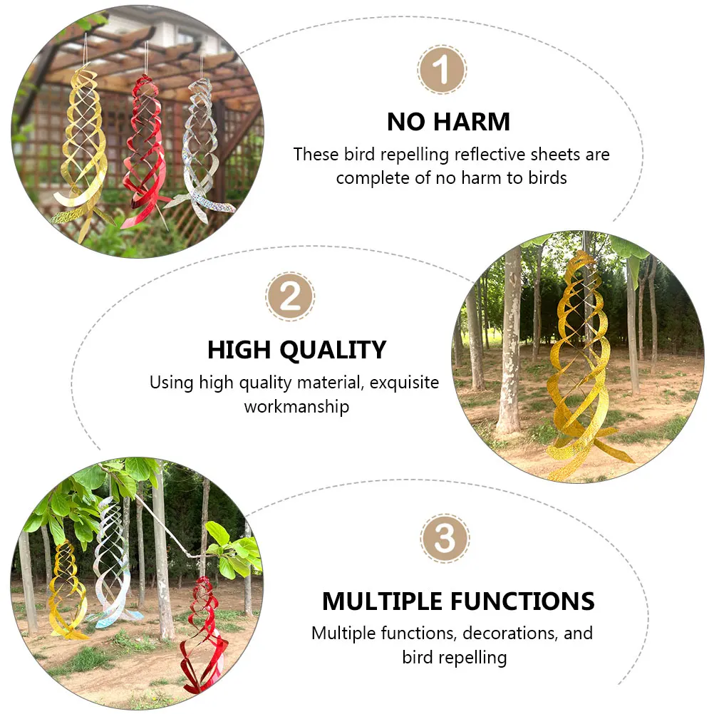 

3 PCS Bird Repellent Reflective Film Decorations Drive Decors Repelling Adornments