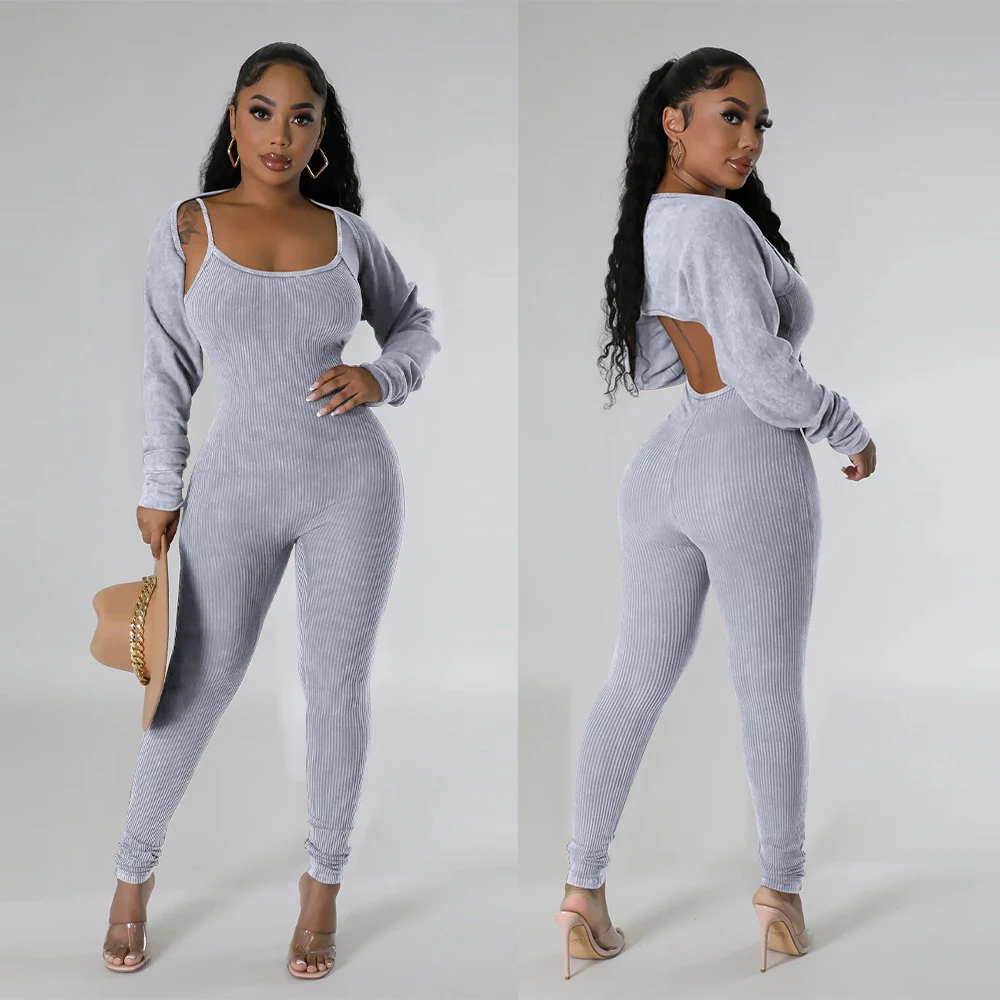 Sexy Elegant Two Piece Sets Women Winter Tracksuits 2023 Fall Luxury Outfits Crop Jackets Tops Ribbed 2 Piece Pant Sets Joggers