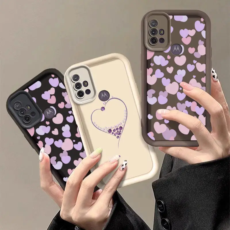 G30 Pinkish Purple Heart New Sky Eye Phone Case For Motorola Moto G20 Shatterproof Camera Protection Moto G10 Soft Back Cover