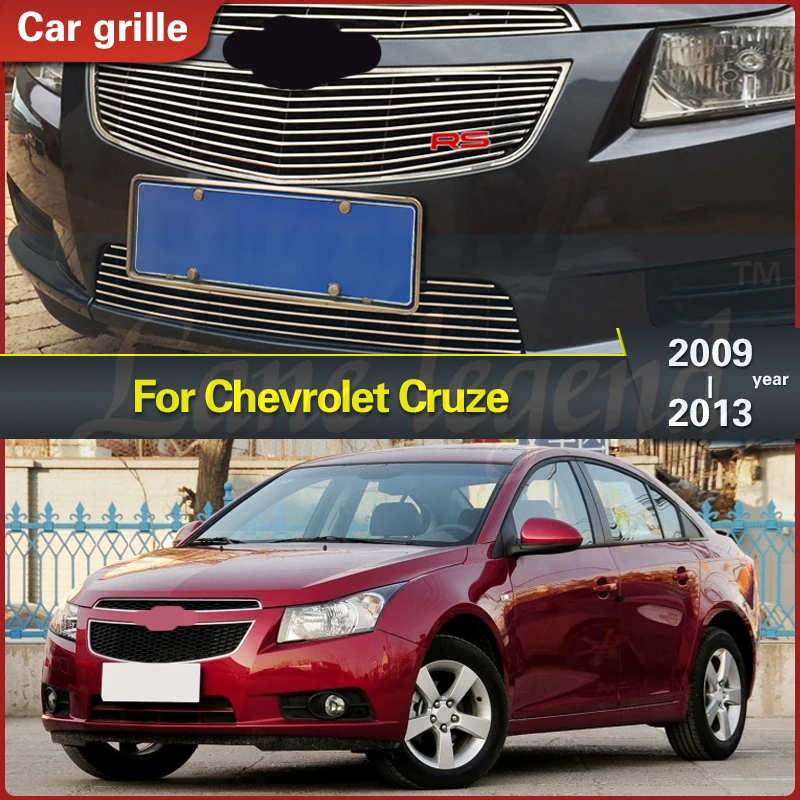 

For Chevrolet Cruze 2009-2013 High-quality Stainless Steel Modified Metal Grid Overlay Front Racing Grills Trim 3pcs Grills