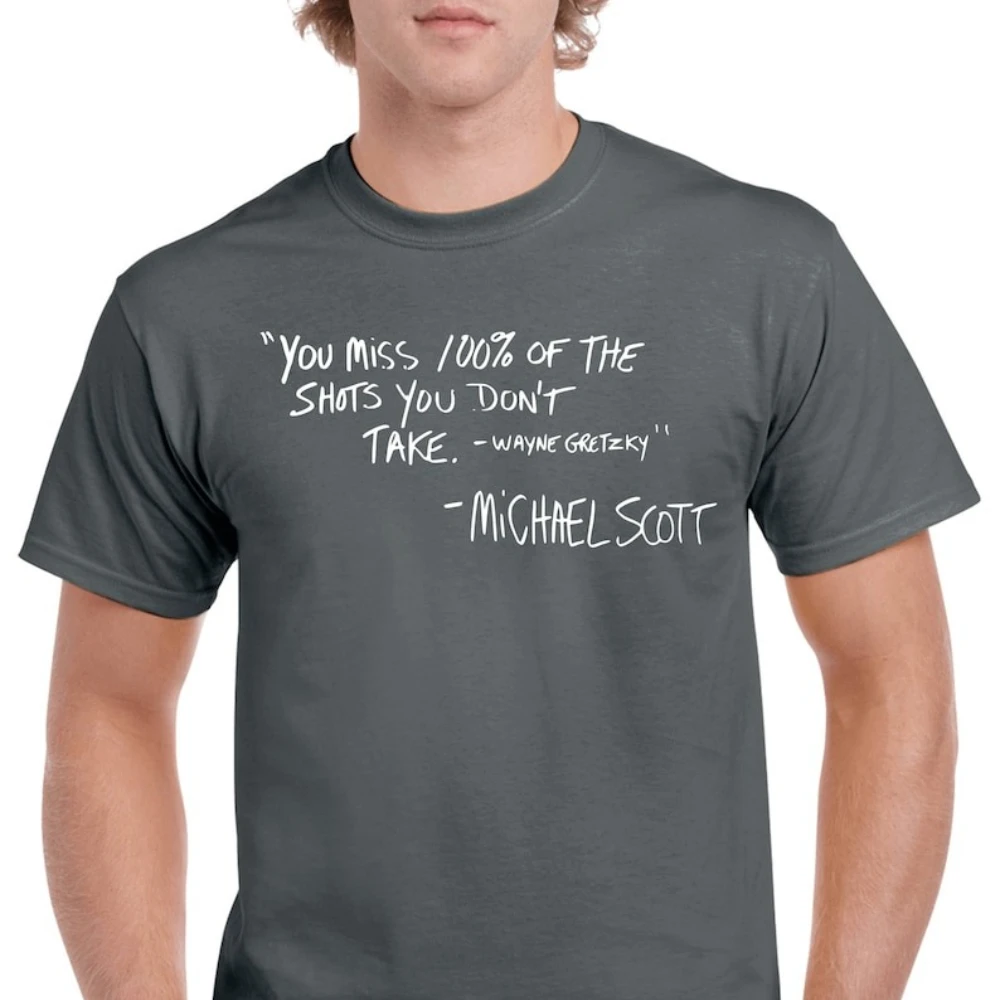 The Office Michael Scott Quote You Miss 100 of The Shots Shirt Office TV Show Graphic T Shirts Woman Man Cotton  Short-sleev
