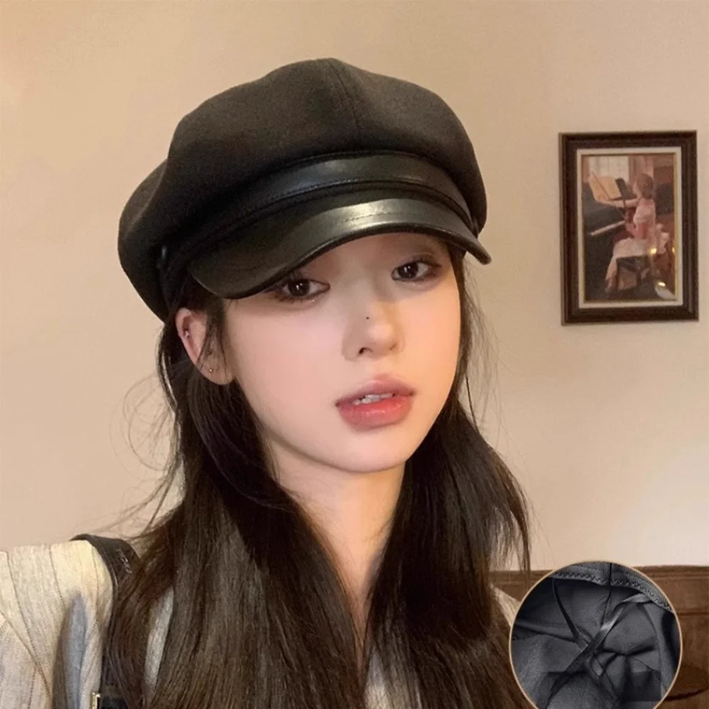 

Warm Octagon Beret Hat Vintage Solid Color Newsboy Cap for Women Painter Caps Autumn Winter Daily Casual Fashion