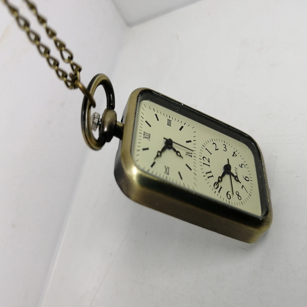 

1pc Double Movement Retro Vintage Pocket Watch Necklace Pendant Chain For Men Women Fashionable Elegantly Wearable Gift