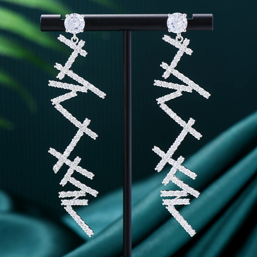 

Missvikki Luxury Long Pendant Earrings High Quality Cubic Zirconia European Wedding Party Show Best Gift Jewelry New Original