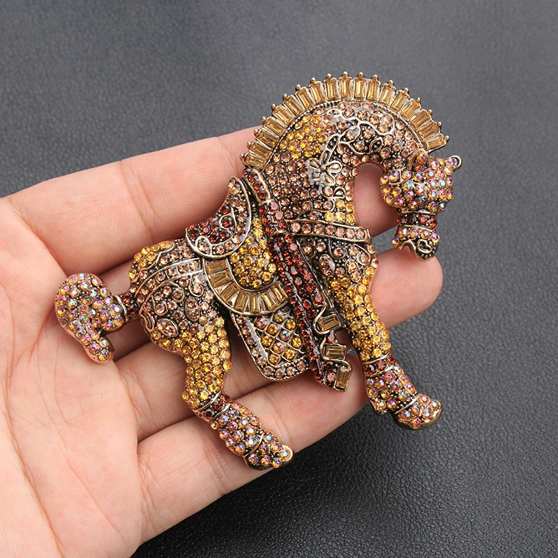 Vintage Rhinestone Horse Brooch Crystal-Encrusted Equine Pin Eco-Friendly Statement Jewelry