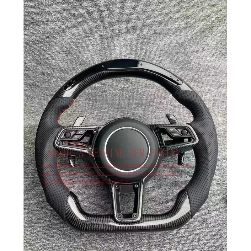 For Porsche Custom Carbon Fiber Steering Wheel With Led Display Leather Red Stitching 911 718 Boxster Cayenne Direct Replacement
