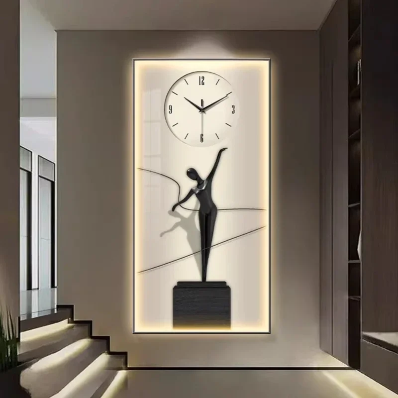 Minimalist Nordic LED Wall Clocks Luxury Big Size Modern Creative Mute Wall Watch Restaurant Clocks Corridor Murale Lamp Decor