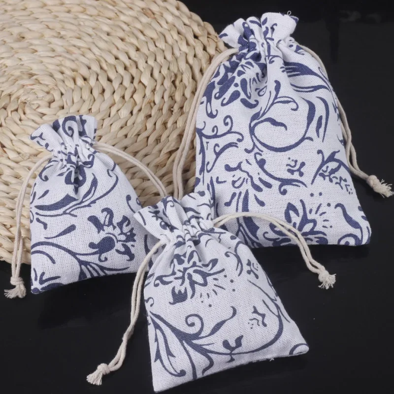 1pc Retro Blue White Porcelain Storage Drawstring Bag Packaging Bag Jewelry Sachet Empty Bag Socks Small Clothes Sorting Bag