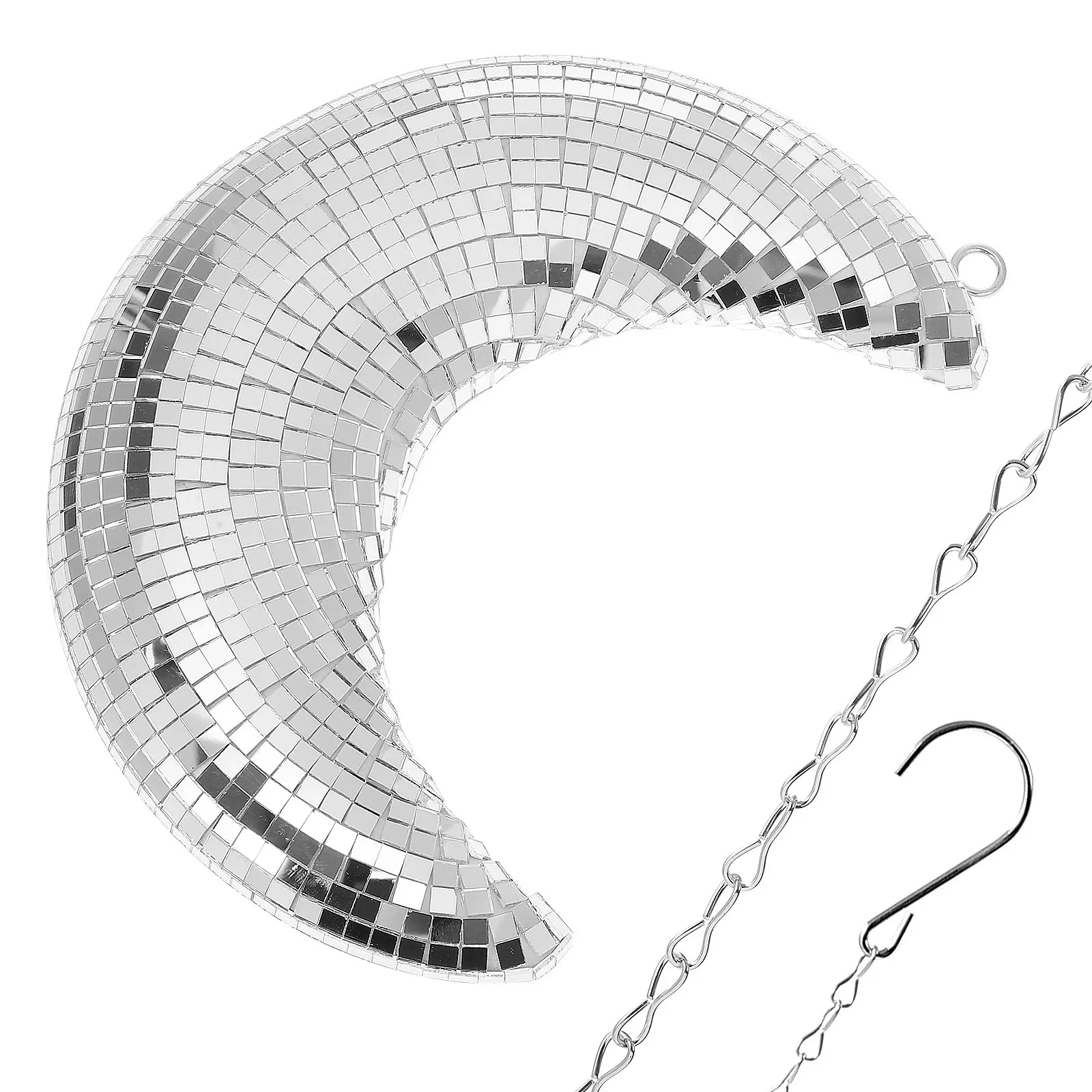 Elegant Moon Shaped Disco Ball Pendant Glass Wall Hanging Decoration Indoor Room Decor Moon Wall Pendant Disco Ball Decor