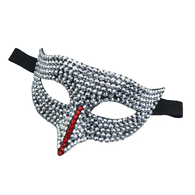 Rhinestones Masquerade Mask Half Face Mask Halloween Party Eye Mask for Men Women Cosplay Masquerade Costume Accessories