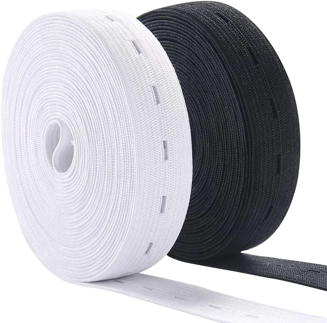 5Meters Elastic Bands 15/20/25MM White Black Nylon High Elastic Webbing With Button Hole DIY Craft Sewing Garment  Accessories