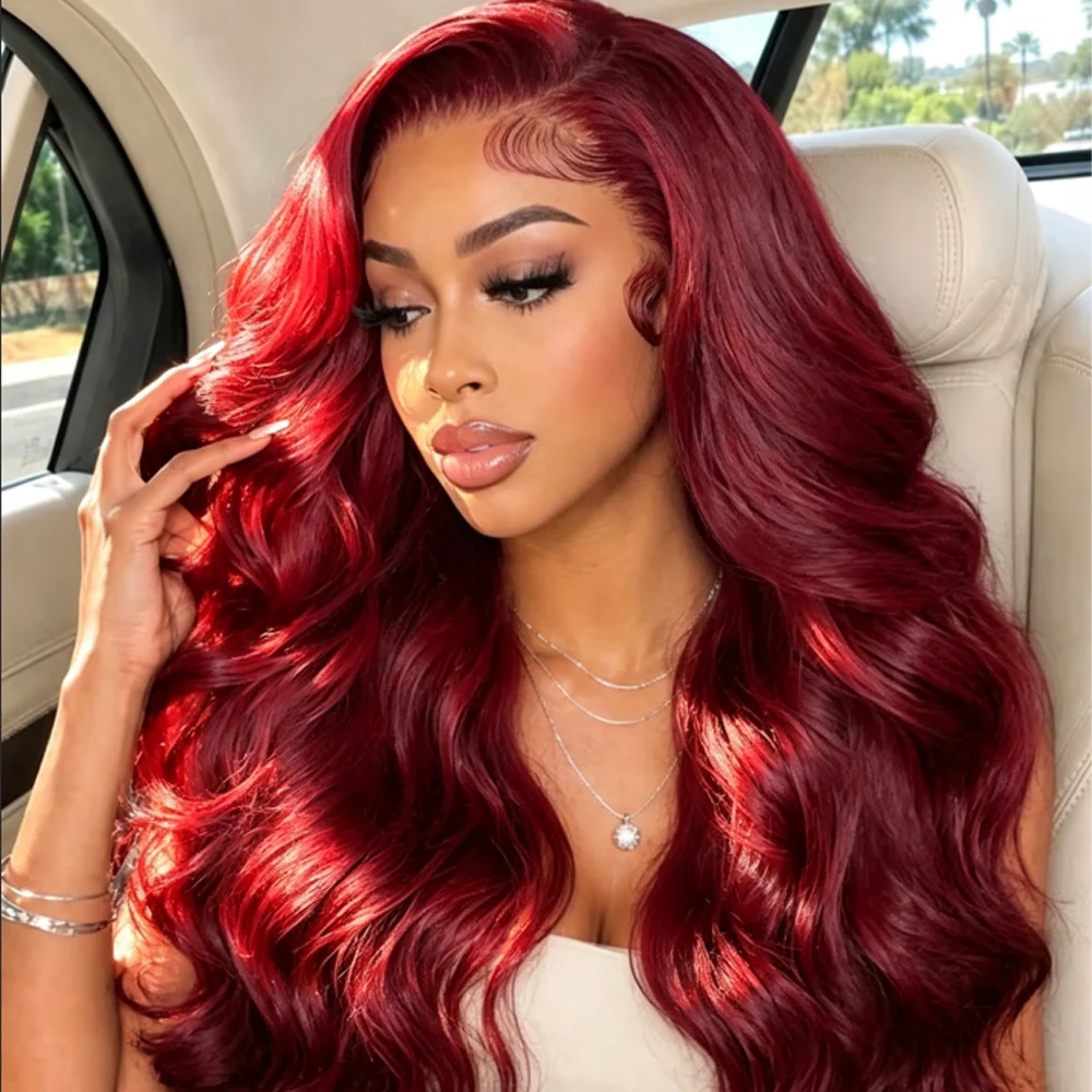 30 40 Inch Burgundy 13x6 Hd Lace Frontal Human Hair Wig 200 Density Brazilian 13x4 HD Lace Front Wig 99J Body Wave Human Hair Wigs For Women