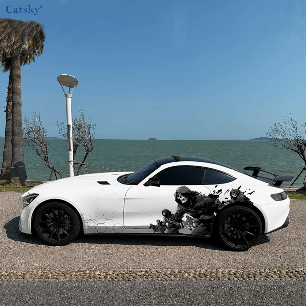 

Темный плащ с черепами, украшение на боковую наклейку автомобиля, водонепроницаемая ПВХ-наклейка, устойчивая к царапинам, защита автомобиля, автоаксессуары в подарок