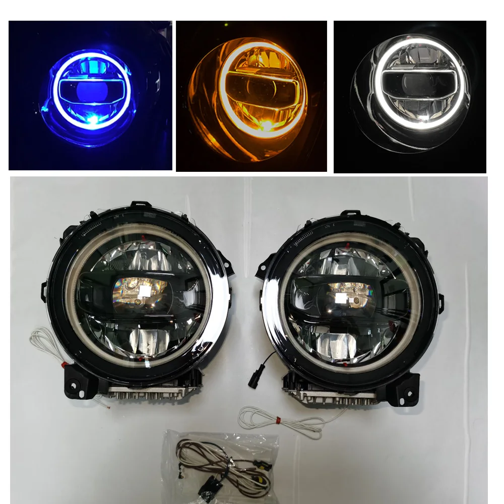 SXMA JL1117 LED Headlights with Blue Startlight Round Bright Head Lamp Lights High/Low Beam For Jeep For WranglerJL2018+