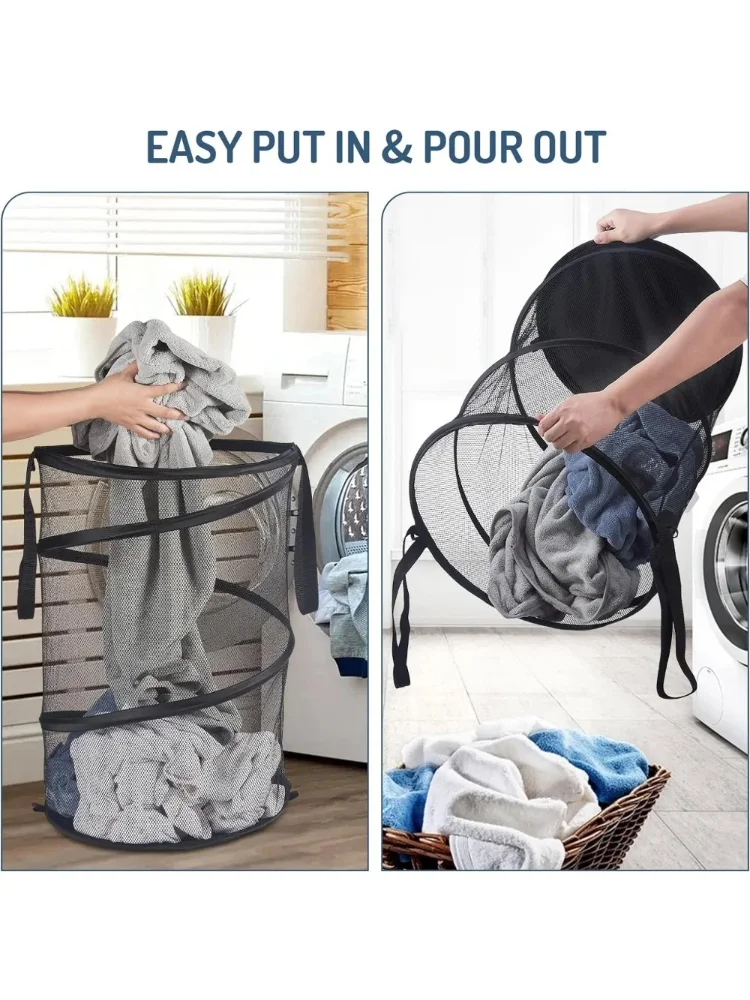 Panier de tri de linge sale pliant, grand sac de rangement de fil en maille, seau à cadre, organisateurs de linge, pochette de rangement, organisateur de rangement