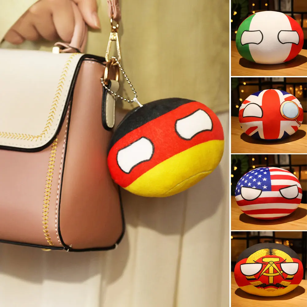 10cm MINI Ball Toy Creativity Polandball Plush Pendant Country Ball Plush Keyring Gift ITALY Korea USSR Handbag Decor Keychain