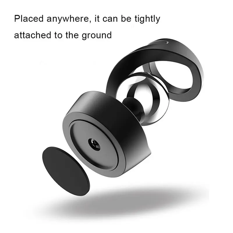 B84B Desktop Floating Gyroscope Stress Relief Sculpture, Kinetic Desk Fidget Spinner for Adults, Black & Silver Beads Office