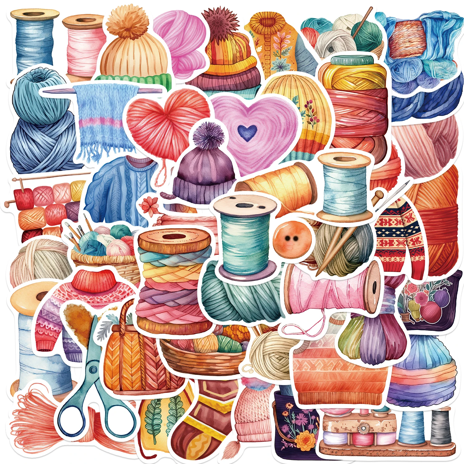 50PCS Kawaii Colorful Knit PVC Sticker Aesthetic Chidlren's Korean Stationery Decoration Scrapbooking School Supplies Stickers