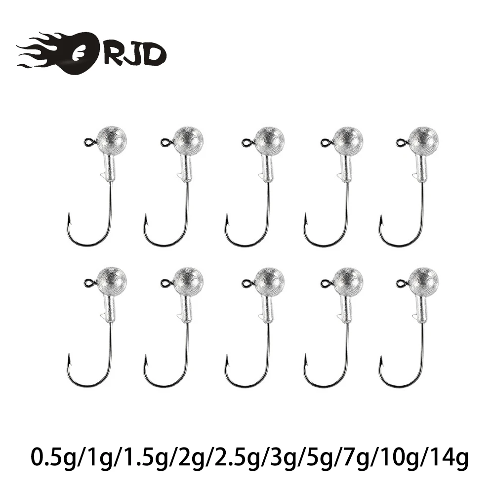 

ORJD 0.5g 1g 1.5g 2g 2.5g 3g 5g Crank Jig Lead Head Fishing Hook Bait Soft Worm Lure 10pcs Fishhook Track Accessory Fishing Tool