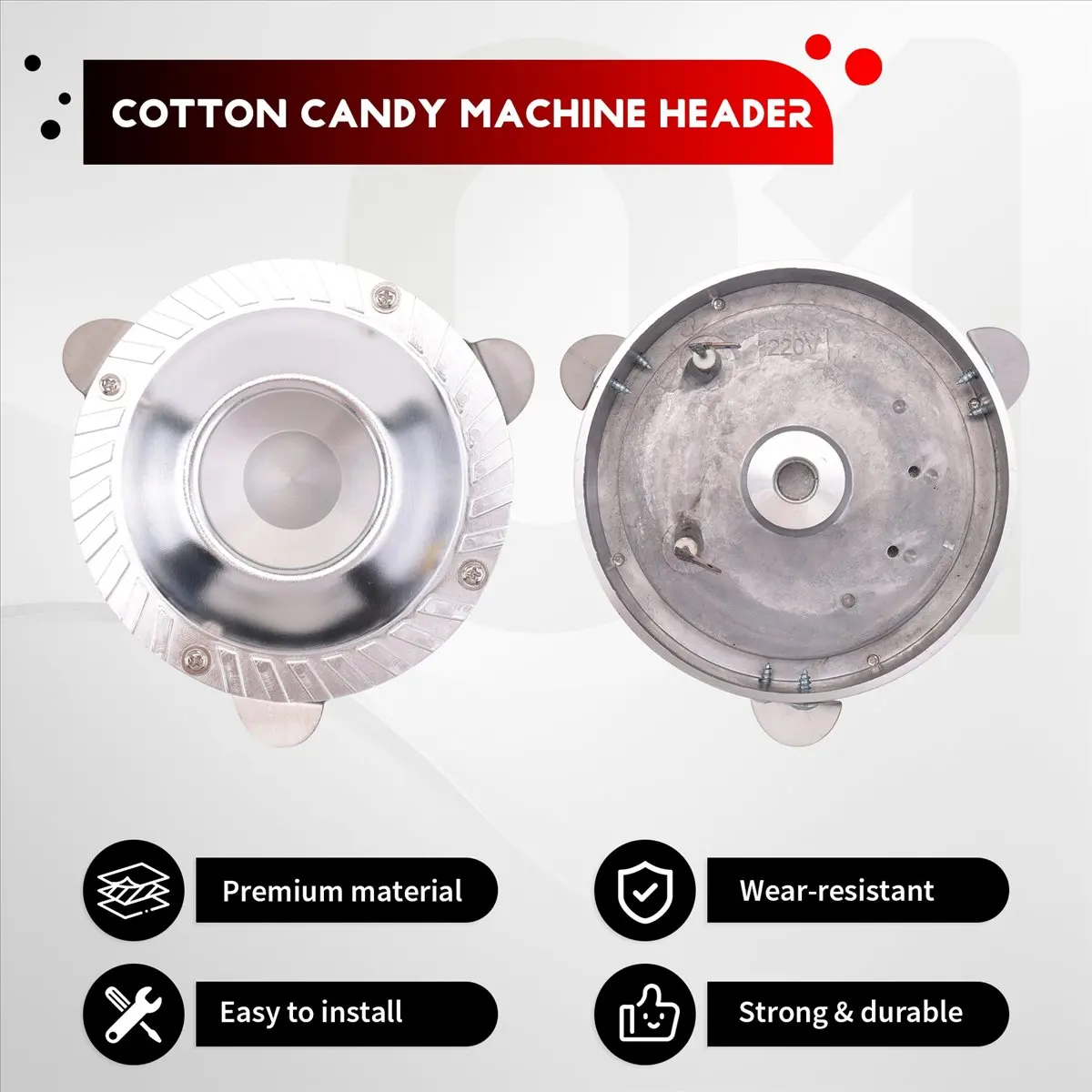(A02R) Sugar Header Candy Floss Cotton Candy Machine Boiler Candy Outlet Device Rotate Parts for Cotton Candy Maker 220V