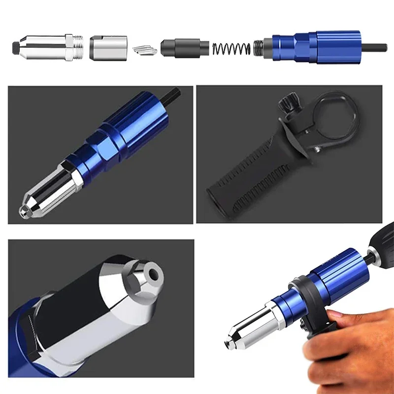 電気コードレスリベットナットガン、2.4mm-4.8mm、ビットアダプター、リベットツール、インサートナット、プル、リベット、電動工具アクセサリー