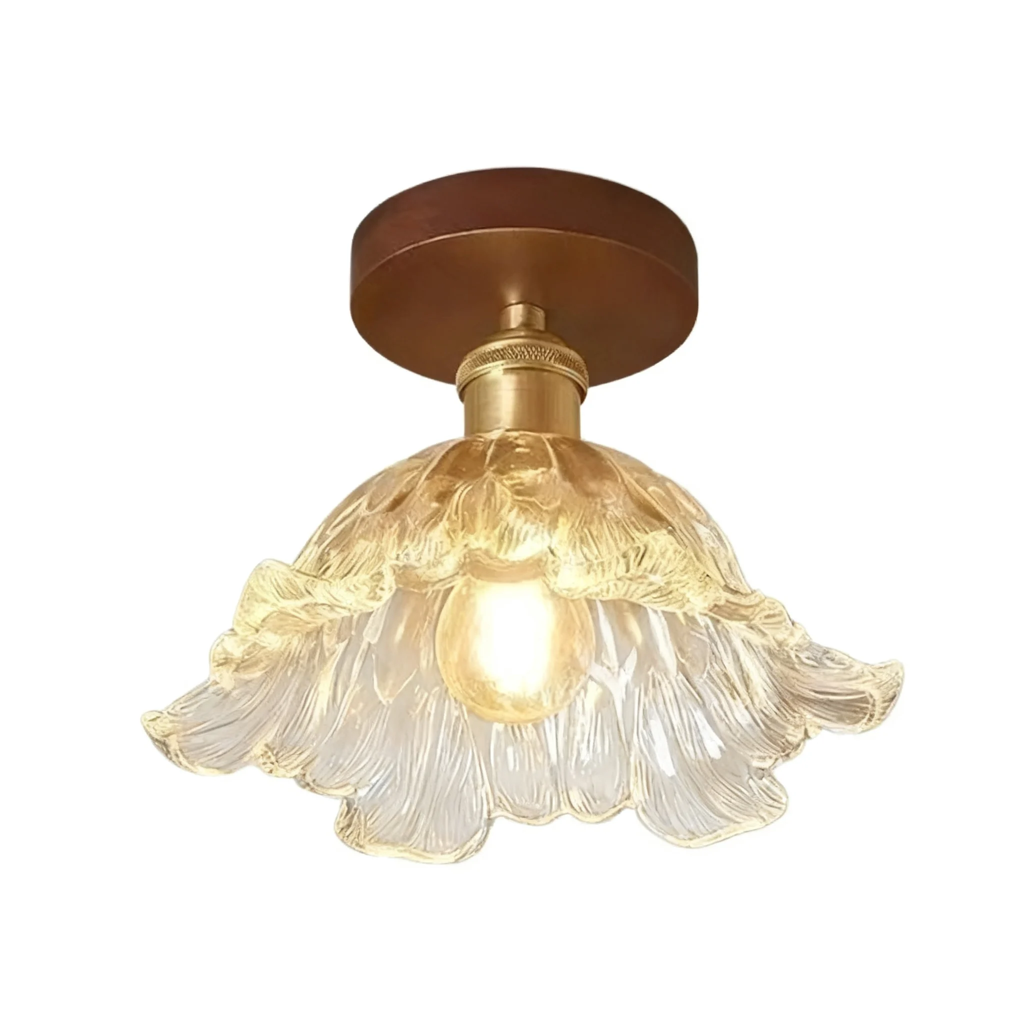 Vintage Glass Ceiling Light Blending Warm Glow And Floral Addition To Hallway Light Fixtures
