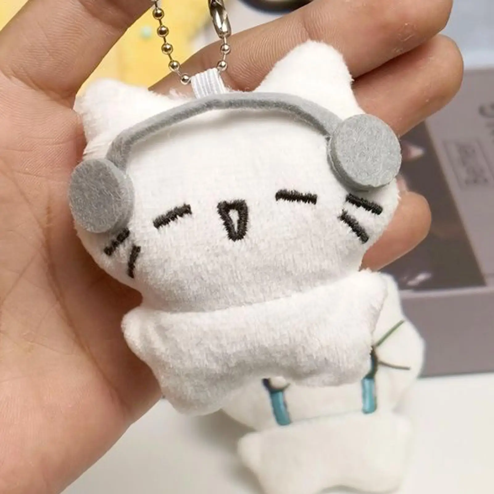 Music Headphone Cat Pendant Cute Cat Keychain Charm Soft Plush Cat Pendant Student Bag Charm Bag Decoration Gifts For Girl Boy