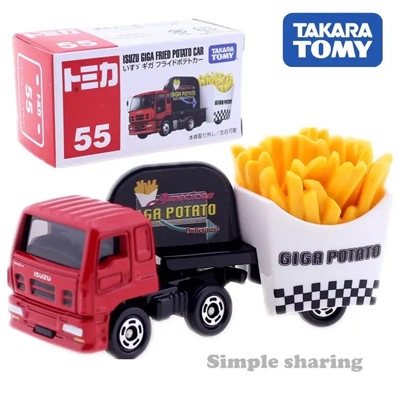 Takara Tomy Tomica Diecast Car Red White Box Food Truck No54 Toyota Hamburger No55 GIGA Patatine fritte