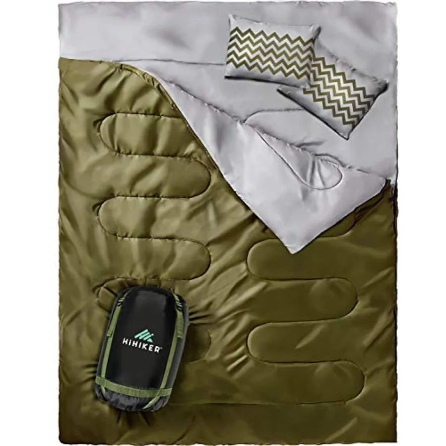 

Double Sleeping Bag Queen Size XL -for Camping Hiking Backpacking and Cold Weather Portable Waterproof and Lightweight - 2 Pers